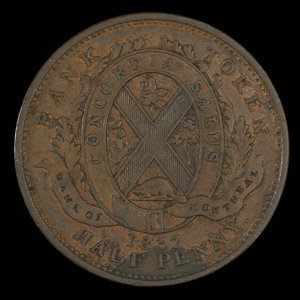 Canada, Bank of Montreal, 1/2 penny : 1837