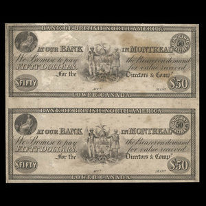 Canada, Bank of British North America, 50 dollars : 1843