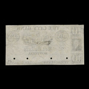 Canada, City Bank (Montreal), 10 dollars : 1850