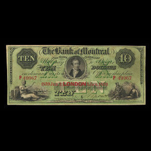 Canada, Bank of Montreal, 10 dollars : January 3, 1859