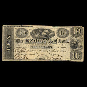 Canada, Exchange Bank Company of Chippewa, 10 dollars : 1838