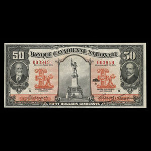 Canada, Banque Canadienne Nationale, 50 dollars : February 1, 1929