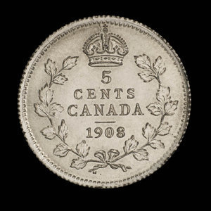 Canada, Edward VII, 5 cents : 1908