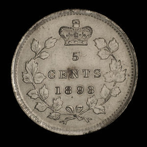 Canada, Victoria, 5 cents : 1893