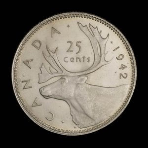 Canada, George VI, 25 cents : 1942