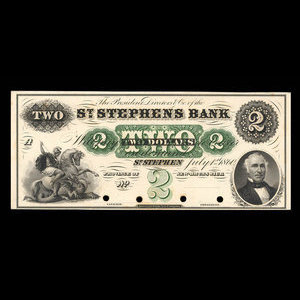 Canada, St. Stephen's Bank, 2 dollars : July 1, 1860