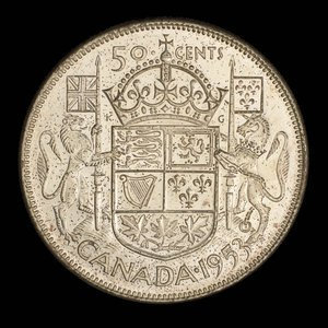 Canada, Elizabeth II, 50 cents : 1953