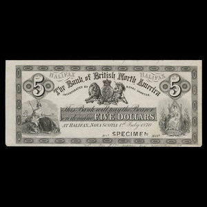 Canada, Bank of British North America, 5 dollars : July 1, 1870