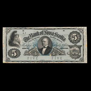 Canada, Bank of Nova Scotia, 5 dollars : July 2, 1881