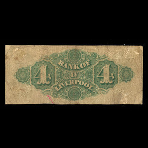 Canada, Bank of Liverpool, 4 dollars : November 1, 1871