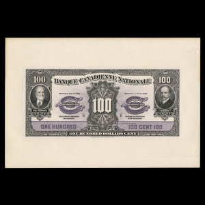 Canada, Banque Canadienne Nationale, 100 dollars : February 1, 1929