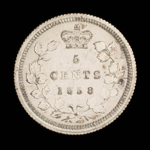 Canada, Victoria, 5 cents : 1858