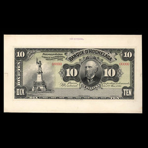 Canada, Banque d'Hochelaga, 10 piastres : May 1, 1898