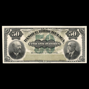Canada, Banque d'Hochelaga, 50 piastres : February 23, 1911