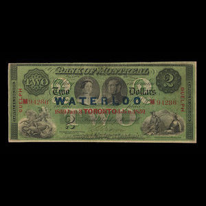 Canada, Bank of Montreal, 2 dollars : January 3, 1859