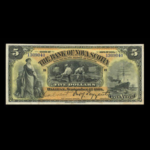 Canada, Bank of Nova Scotia, 5 dollars : September 1, 1908