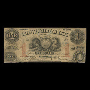 Canada, Provincial Bank of Canada (Stanstead), 1 dollar : April 1, 1856