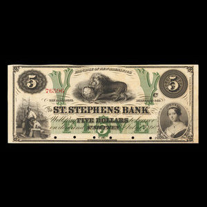 Canada, St. Stephen's Bank, 5 dollars : July 1, 1860