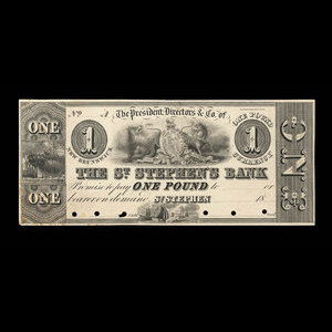 Canada, St. Stephen's Bank, 1 pound : 1837