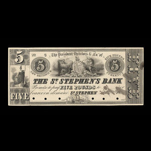 Canada, St. Stephen's Bank, 5 pounds : 1837