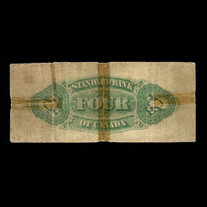 Canada, Standard Bank of Canada, 4 dollars : November 1, 1876