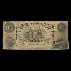 Canada, Bank of Toronto (The), 10 dollars : July 2, 1859