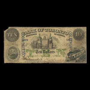Canada, Bank of Toronto (The), 10 dollars : July 2, 1859