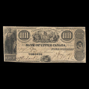 Canada, Bank of Upper Canada (York), 4 dollars : May 3, 1837