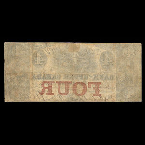 Canada, Bank of Upper Canada (York), 4 dollars : November 1, 1857