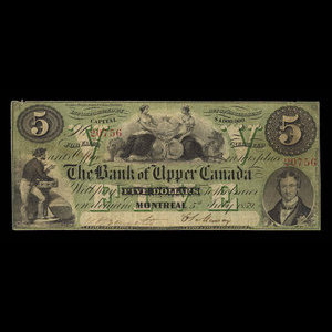 Canada, Bank of Upper Canada (York), 5 dollars : July 5, 1859