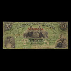 Canada, Bank of Upper Canada (York), 10 dollars : January 1, 1861