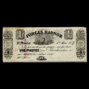 Canada, Forges Radnor, 1 dollar : May 1, 1857