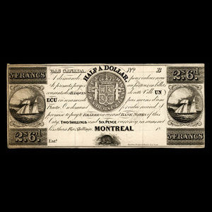 Canada, Jno. Molson (Jr.), 3 francs : 1838