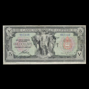 Canada, Canadian Bank of Commerce, 5 dollars : January 2, 1917