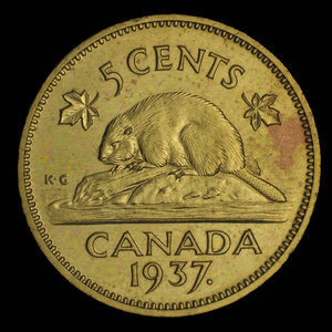 Canada, George VI, 5 cents : 1937