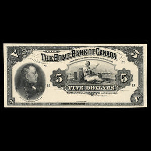 Canada, Home Bank of Canada, 5 dollars : March 2, 1914