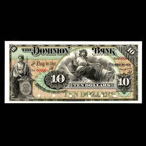 Canada, Dominion Bank, 10 dollars : January 2, 1888