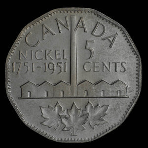 Canada, George VI, 5 cents : 1951