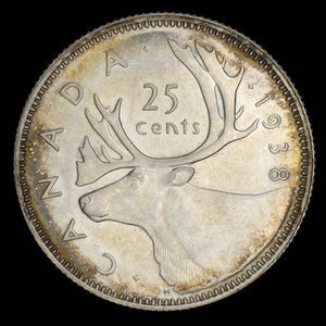 Canada, George VI, 25 cents : 1938