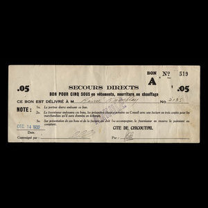 Canada, Cité de Chicoutimi, 5 cents : December 14, 1932