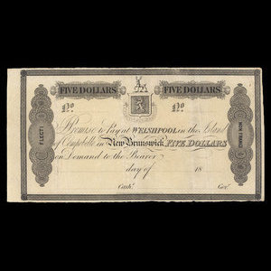 Canada, Campobello Mill & Manufacturing Co., 5 dollars : 1845