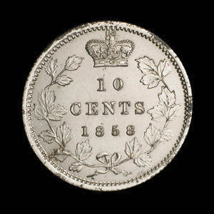 Canada, Victoria, 10 cents : 1858