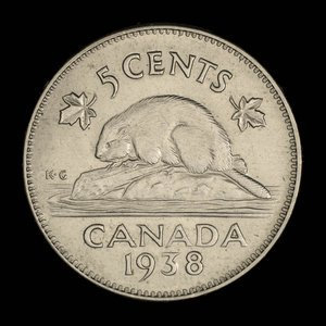 Canada, George VI, 5 cents : 1938