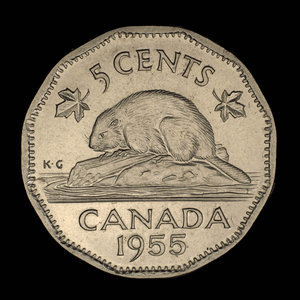 Canada, Elizabeth II, 5 cents : 1955