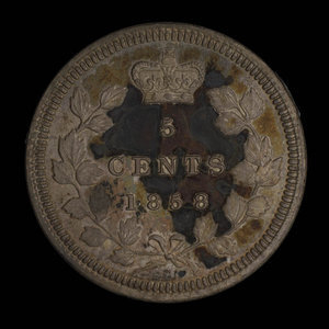 Canada, Victoria, 5 cents : 1858