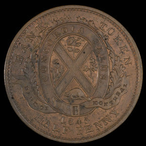 Canada, Bank of Montreal, 1/2 penny : 1845