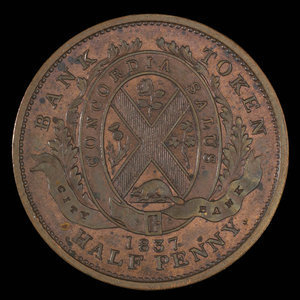 Canada, City Bank (Montreal), 1/2 penny : 1837