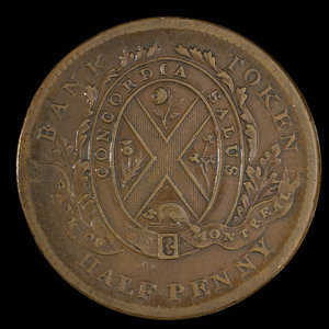 Canada, Bank of Montreal, 1/2 penny : 1838
