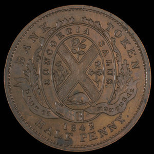 Canada, Bank of Montreal, 1/2 penny : 1842