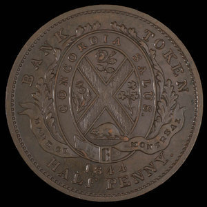 Canada, Bank of Montreal, 1/2 penny : 1844